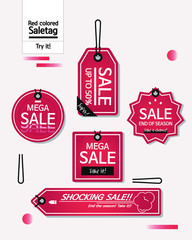 set of red discount tags