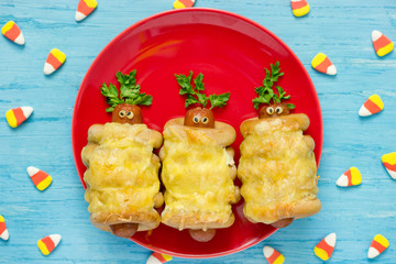 Spooky sausage mummies for Halloween