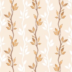 Seamless pattern with watercolor branches and leaves 8