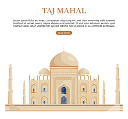 Taj Mahal India famous building attraction Vector