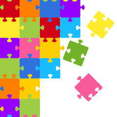 Naklejka premium Colorful pieces of puzzle. Flat style design. Concept of together. Vector illustration on white background