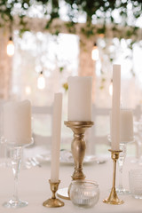 Gentle and stylish details of decoration of a wedding celebration
