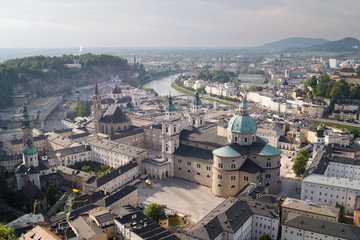 Air view of the historic city of Salzburg