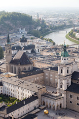 Air view of the historic city of Salzburg