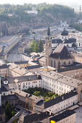 Fototapeta na wymiar Air view of the historic city of Salzburg