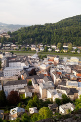 Air view of the historic city of Salzburg