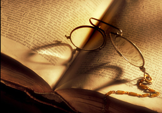 Pince-nez on old book, Stowasser (latin-german)