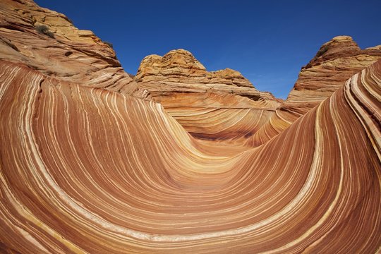 The Wave, rock formation in Coyote Buttes North, Paria Canyon-Vermilion Cliffs Wilderness, Utah, Arizona, USA, North America