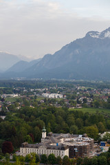 Fototapeta na wymiar Beautiful view of the Alps from Hohensalzburg fortress, panorama Salzburg