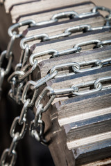 chain and metal gears engine, gearbox or rotor parts