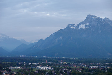 Beautiful view of the Alps from Hohensalzburg fortress, panorama Salzburg