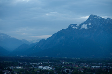 Beautiful view of the Alps from Hohensalzburg fortress, panorama Salzburg