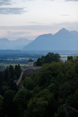 Beautiful view of the Alps from Hohensalzburg fortress, panorama Salzburg