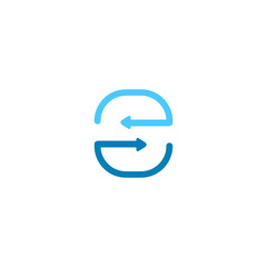 s letter tech sync logo vector line icon - obrazy, fototapety, plakaty