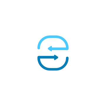 s letter tech sync logo vector line icon