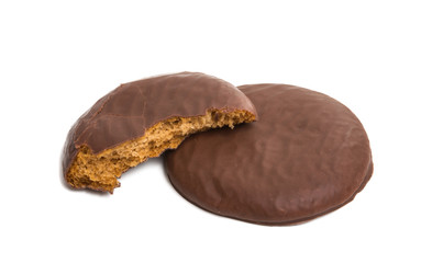 biscuit in chocolate glaze isolated