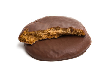 biscuit in chocolate glaze isolated