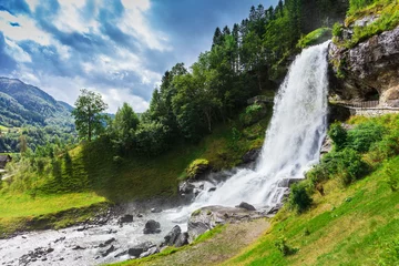 Fototapete Rund gorgeous waterfall in Norway © terex