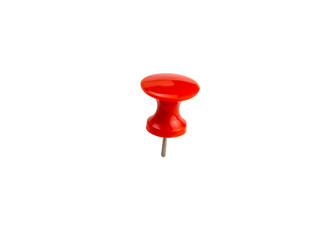 Pin photo illustration. Red push pin set in various configurations and situations.  Isolated on white background including clipping path.