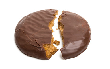 biscuit in chocolate glaze isolated