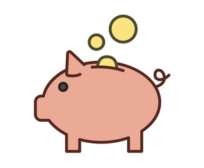 Piggybank icon. Line colored vector illustration. Isolated on white background.
