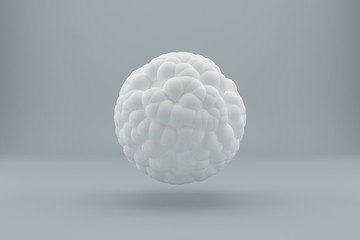 Abstract white sphere on a gray background. 3d rendering.