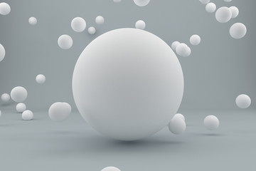 Abstract white sphere on a gray background. 3d rendering.