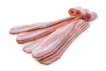 ham slices isolated on white background