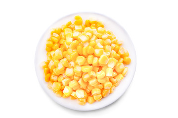 canned corn on a white background