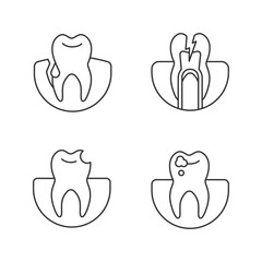 Dentistry linear icons set