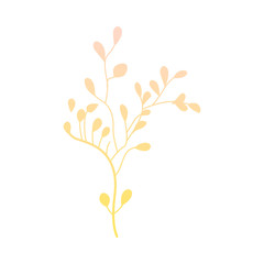 Abstract autumn yellow plant flower icon. Meadow, garden romantic wedding invitation card, autumnal seasonal holiday, harvest decoration element. Floral vector illustration isolated