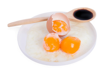 Boiled eggs, mineral water.