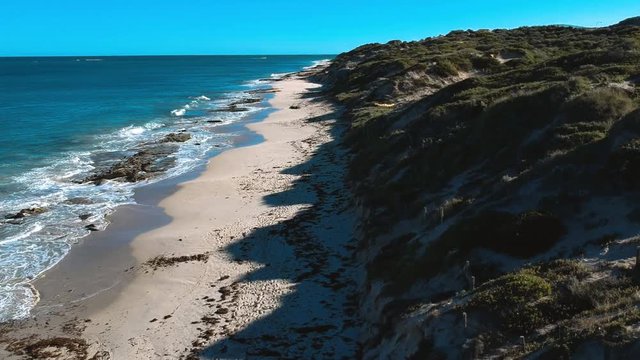 Fly through along the beach coasline