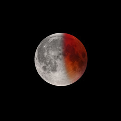 Fototapeta premium Ending of Super Bloody Moon full eclipse