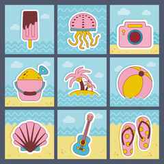 Summer flat icons set
