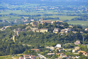 Crillon-le-Brave with surrounding landscape, Provence, France, old village built on a hill