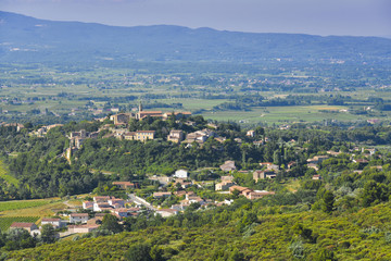 Fototapeta na wymiar Crillon-le-Brave with surrounding landscape, Provence, France, old village built on a hill