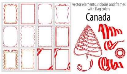 vector elements, ribbons and frames with flag colors Canada, template for your certificate and diploma
