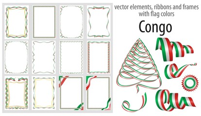 vector elements, ribbons and frames with flag colors Congo, template for your certificate and diploma