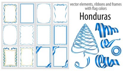 vector elements, ribbons and frames with flag colors Honduras, template for your certificate and diploma