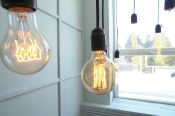 Retro lamp on a blue background