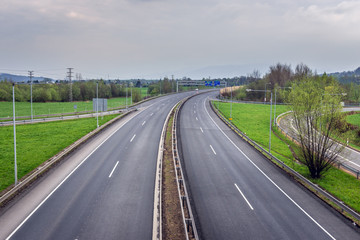 Fototapeta premium Expressway D48 in Cesky Tesin town in Czech Republic
