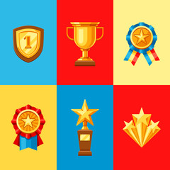 Awards and trophy icons set.