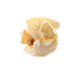 Tasty fresh popcorn on white background, closeup