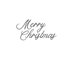 Merry Christmas. Holiday calligraphy. Handwritten brush lettering for greeting card, poster, invitation, banner. Hand drawn card template. Isolated on white background.