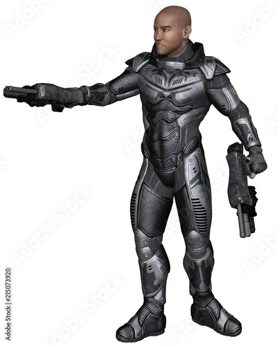 "Future Soldier, Black Male, Sideways Shot - science fiction illustration" Stock photo and royalty-free images on Fotolia.com - Pic 215073920