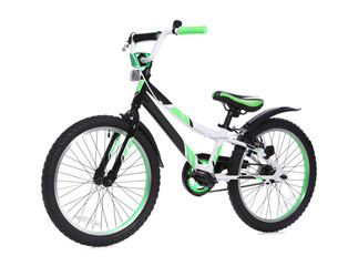 Fototapeta na wymiar Modern child bicycle on white background