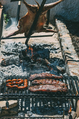 Lamb roasting in a barbecue