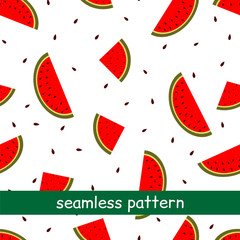 Seamless pattern of watermelon on a white background.