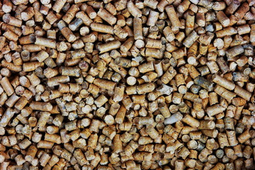 Wood pellets close up .Biofuels. Biomass Pellets - cheap energy.